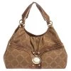 Versace Brown Signature Canvas And Leather Palazzo Plaque Shoulder Bag For Women