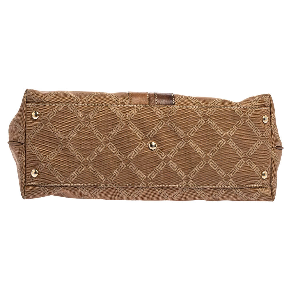 Versace Brown Signature Canvas And Leather Palazzo Plaque Shoulder Bag For Women - Image 8