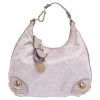 Versace Lilac Signature Canvas And Leather Small Studded Hobo For Women