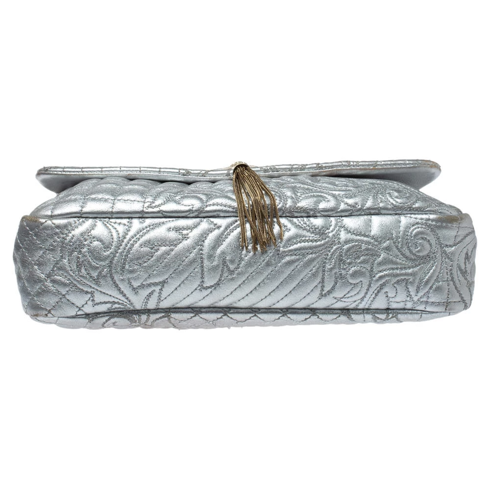 Versace Metallic Silver Barocco Leather Vanitas Medea Shoulder Bag For Women - Image 6