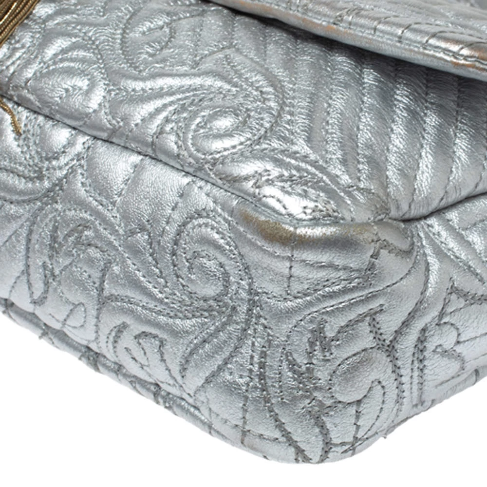 Versace Metallic Silver Barocco Leather Vanitas Medea Shoulder Bag For Women - Image 10