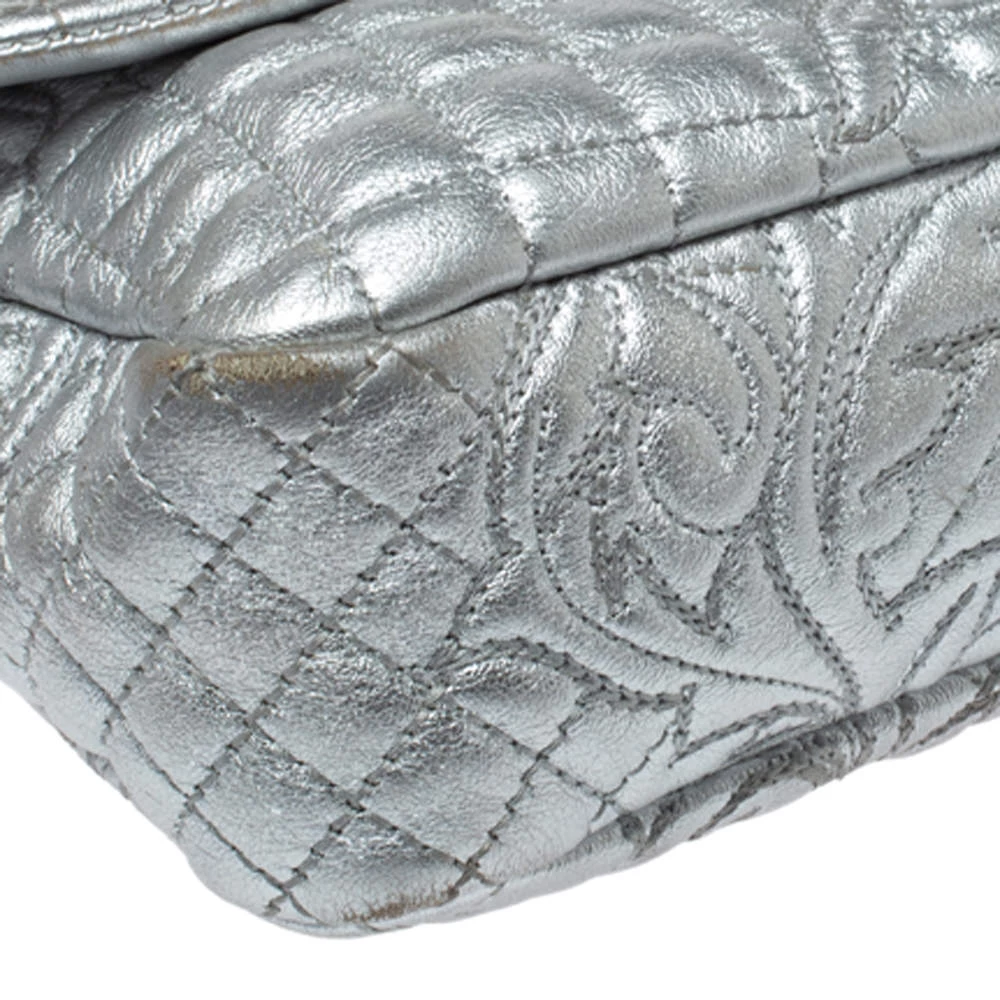Versace Metallic Silver Barocco Leather Vanitas Medea Shoulder Bag For Women - Image 11