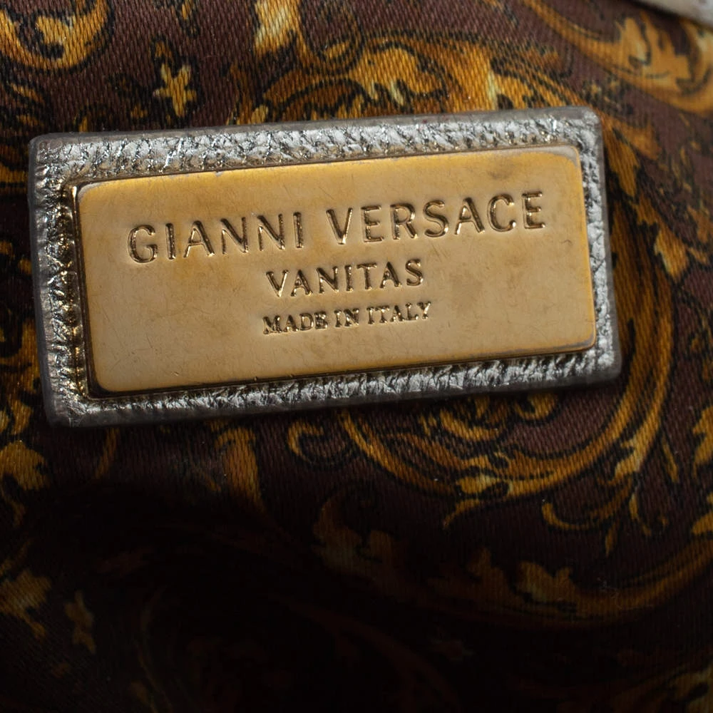Versace Metallic Silver Barocco Leather Vanitas Medea Shoulder Bag For Women - Image 8