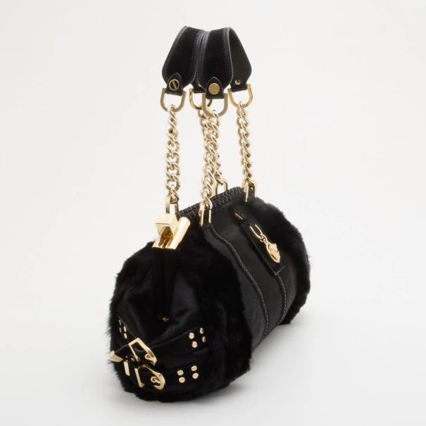 Versace Black Chinchilla Madonna Boston Bag For Women - Image 3