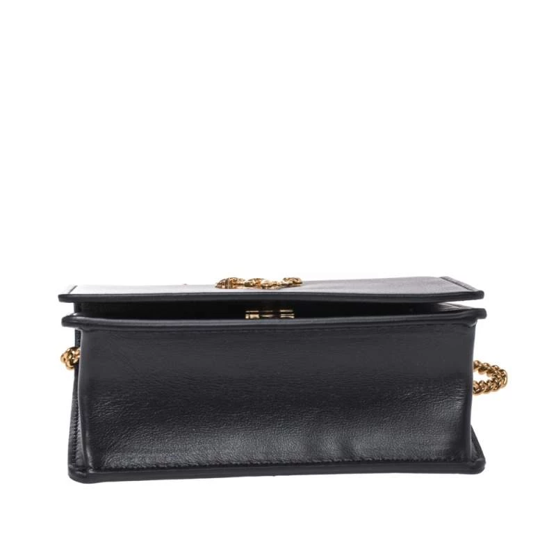 Versace Black Leather Mini Virtus Chain Wallet For Women - Image 6