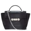 Versace Black Nubuck And Patent Leather Medusa Turnlock Tote For Women