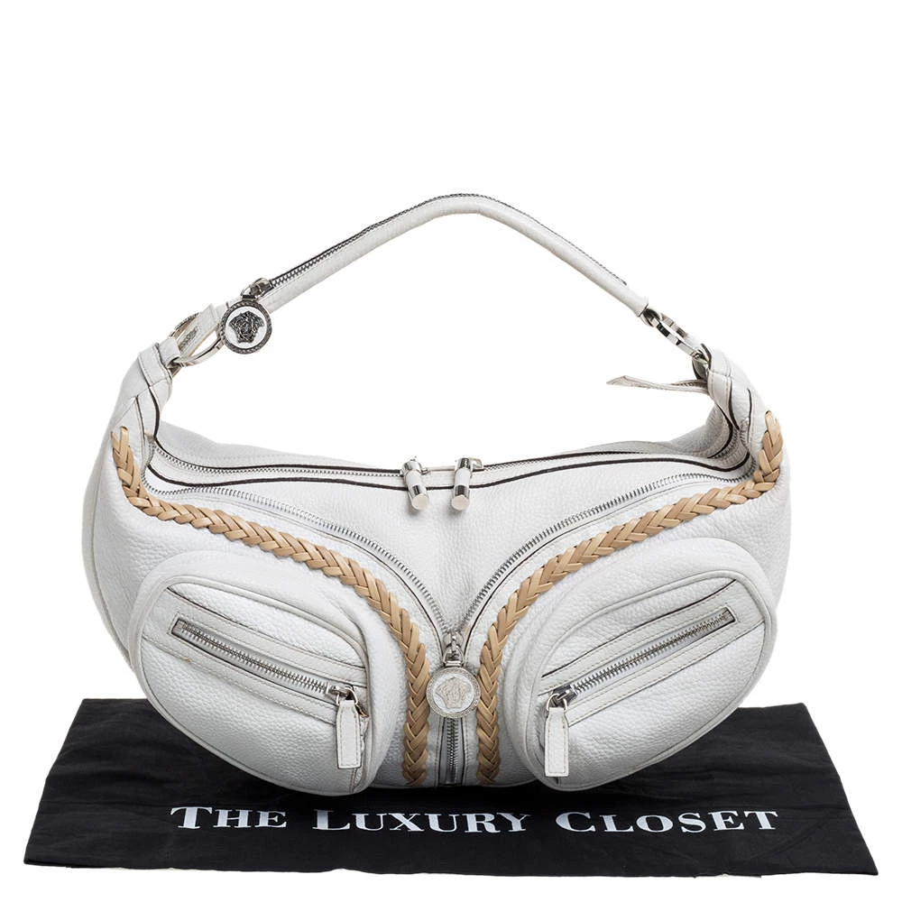 Versace White Leather Medusa Shoulder Bag For Women - Image 10