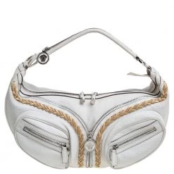 Versace White Leather Medusa Shoulder Bag For Women