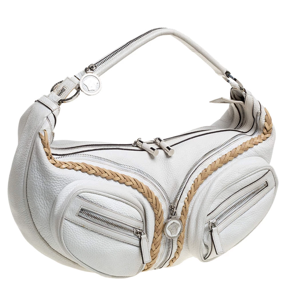 Versace White Leather Medusa Shoulder Bag For Women - Image 3