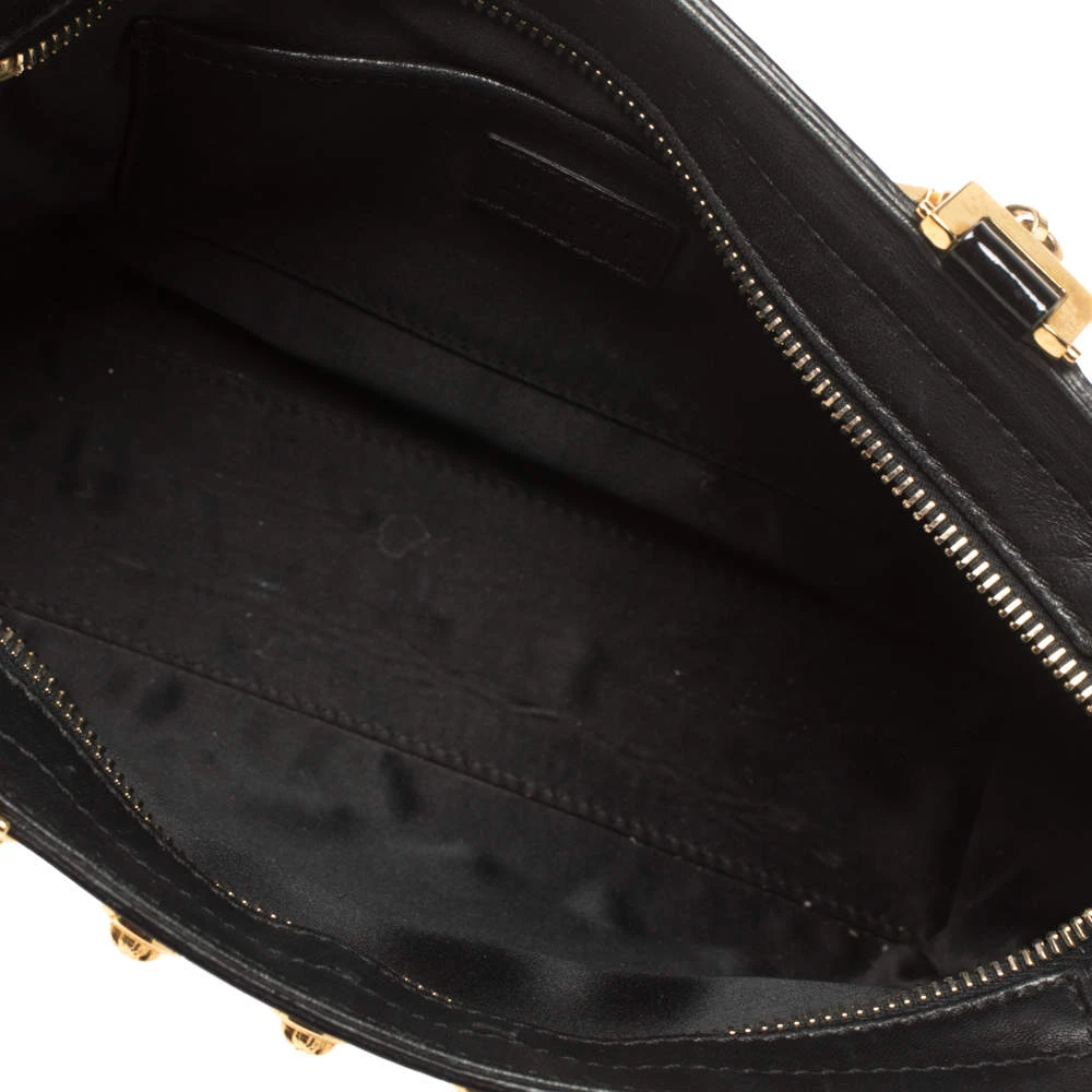 Versace Black Patent Leather Medusa Studded Chain Shoulder Bag For Women - Image 7