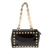 Versace Black Patent Leather Medusa Studded Chain Shoulder Bag For Women