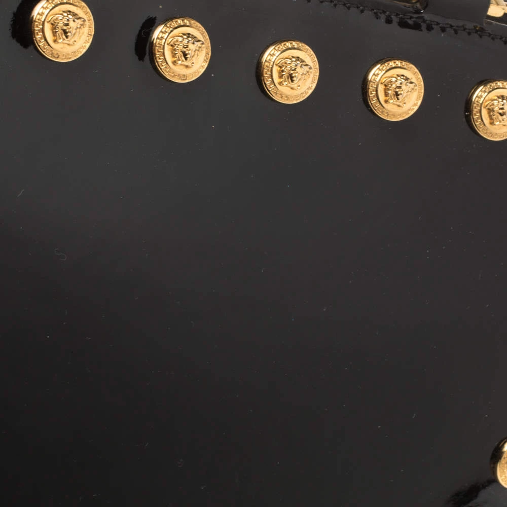 Versace Black Patent Leather Medusa Studded Chain Shoulder Bag For Women - Image 5