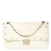 Gianni Versace White Quilted Patent Leather Flap Shoulder Bag For Women