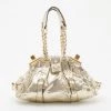 Versace Gold Snakeskin Framed Bauletto For Women