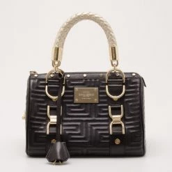 Versace Black Quilted 'Snap Out Of It' Satchel For Women