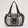 Versace Black And White Multi Print Leather Tote For Women