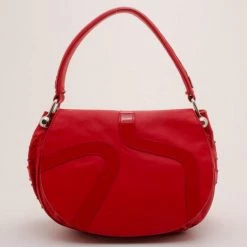 Versace Red Rounded Flap Shoulder Bag For Women