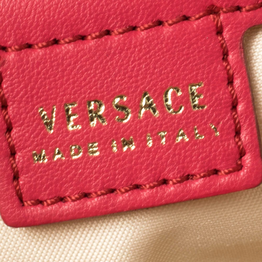Versace Red Croc Embossed Leather Satchel For Women - Image 8