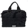 Versace Black Monogram Canvas And Leather Laptop Bag For Women