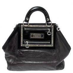 Versace Black Patent And Leather Hit Satchel For Women