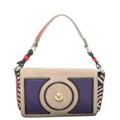 Versace Multicolor Printed Leather, Velvet And Suede Palazzo Flap Shoulder Bag For Women