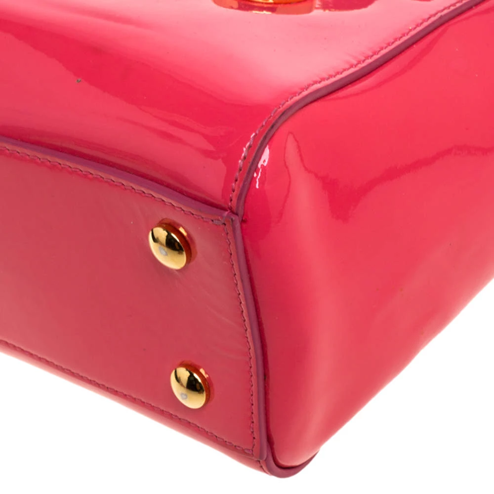 Versace Neon Pink Patent Leather Medusa Medallion Tote For Women - Image 11