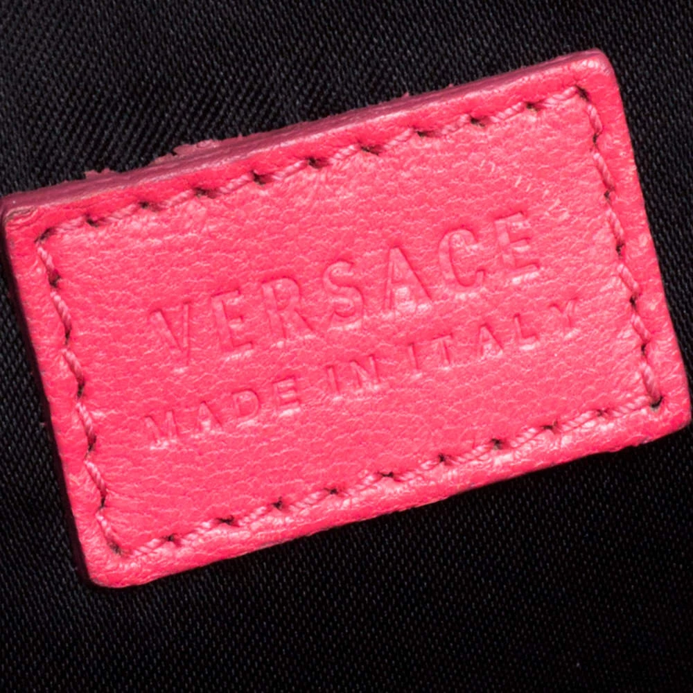 Versace Neon Pink Patent Leather Medusa Medallion Tote For Women - Image 8