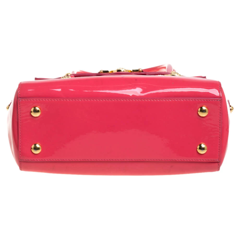 Versace Neon Pink Patent Leather Medusa Medallion Tote For Women - Image 6