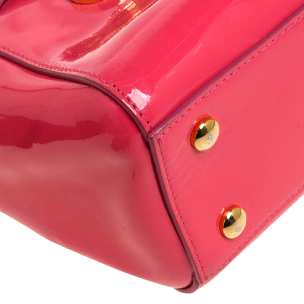 Versace Neon Pink Patent Leather Medusa Medallion Tote For Women - Image 10