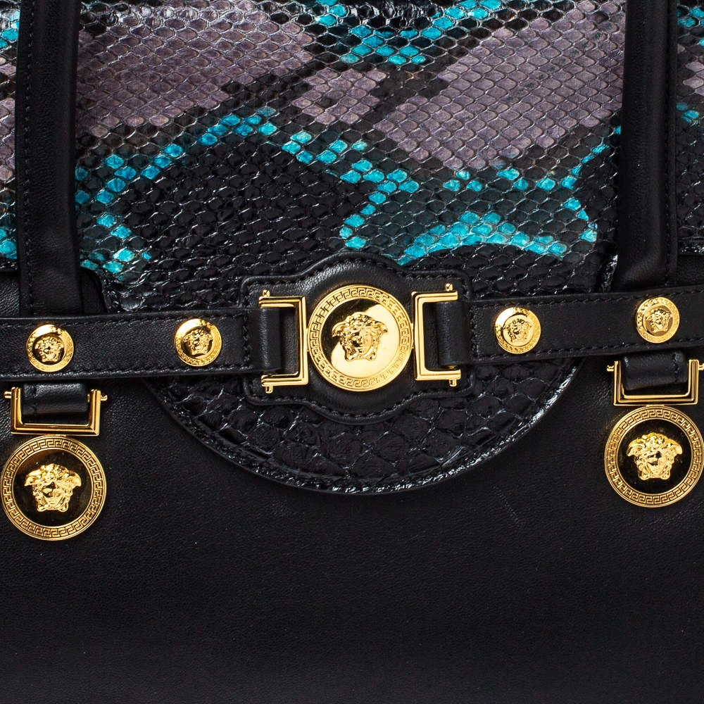 Versace Multcolor Leather And Snakeskin Medusa Medallion Tote For Women - Image 5