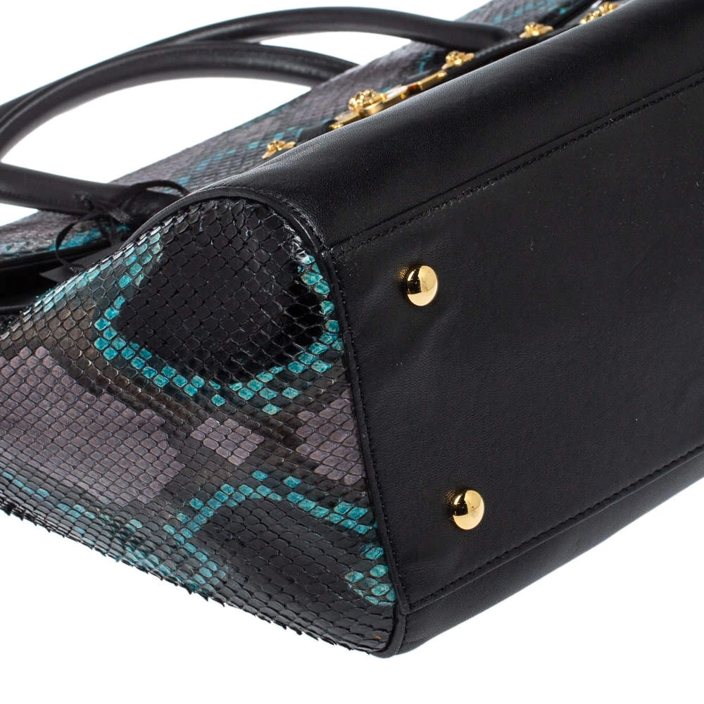 Versace Multcolor Leather And Snakeskin Medusa Medallion Tote For Women - Image 11