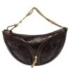 Versace Dark Brown Python Zip Detail Half Moon Hobo For Women
