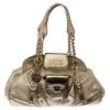 Versace Gold Patent And Ostrich Embossed Leather Chain Link Satchel For Women