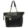 Versace Black Monogram Quilted Leather Top Zip Tote For Women
