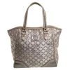 Versace Beige Monogram Fabric And Croc Embossed Leather Tote For Women