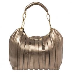 Versace Metallic Leather Stripped Hobo For Women