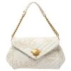 Versace White Quilted Leather Embroidered Barocco Shoulder Bag For Women