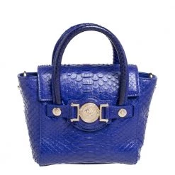 Versace Royal Blue Python Mini Medusa Tote For Women