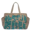 Versace Beige/Turquoise Medusa Print Coated Canvas And Patent Leather Patch Diaper Bag For Women