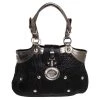 Versace Black/Metallic Leather Medusa Plaque Flap Satchel For Women