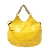 Versace Yellow Croc Embossed Leather Kiss Shoulder Bag For Women