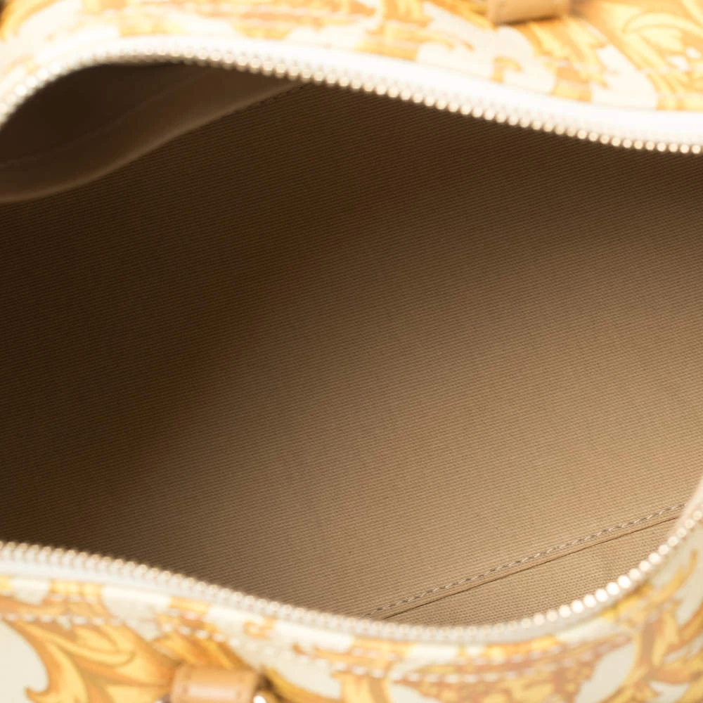 Versace Mustard/Beige Printed Coated Canvas And Leather Medusa Boston Bag For Women - Image 7