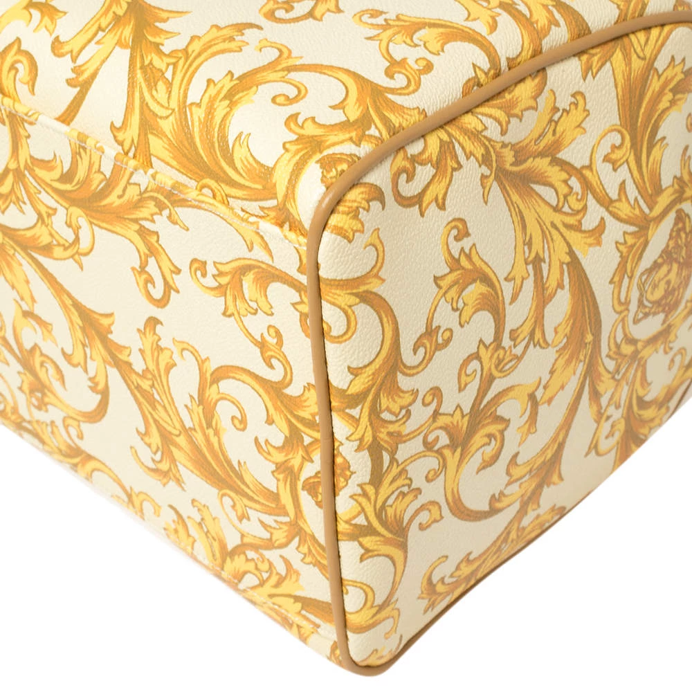 Versace Mustard/Beige Printed Coated Canvas And Leather Medusa Boston Bag For Women - Image 11