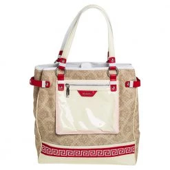 Versace Multicolor Medusa Print Fabric And Patent Leather Front Pocket Tote For Women