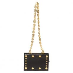 Versace Black Leather Medusa Studded Chain Shoulder Bag For Women