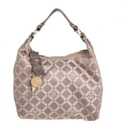 Versace Grey/Metallic Monogram Canvas And Leather Palazzo Charm Hobo For Women