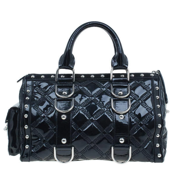 Versace Black Quilted Leather Snap Out Of It Satchel For Women - Image 4
