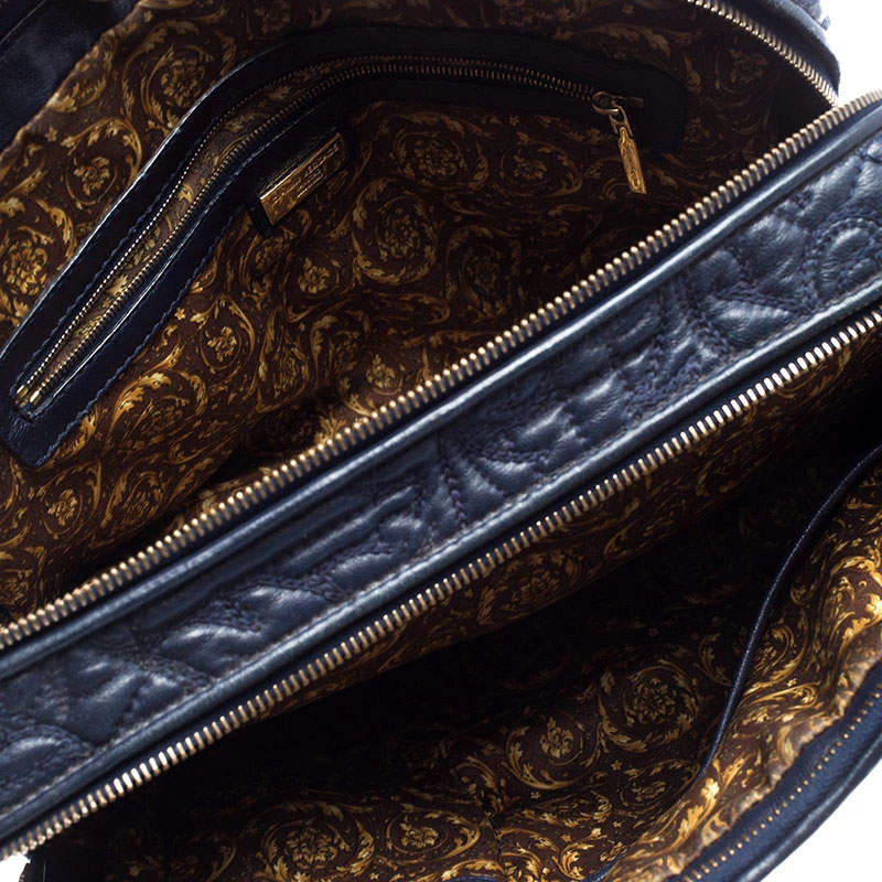 Versace Navy Blue Leather Demetra Vanitas Satchel For Women - Image 10