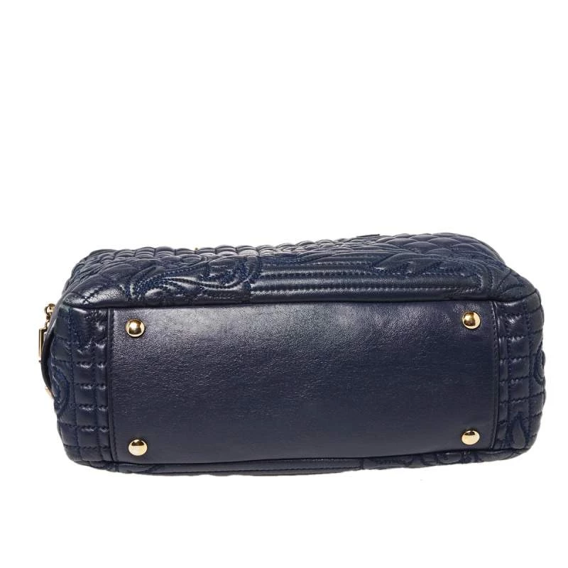 Versace Navy Blue Leather Demetra Vanitas Satchel For Women - Image 9