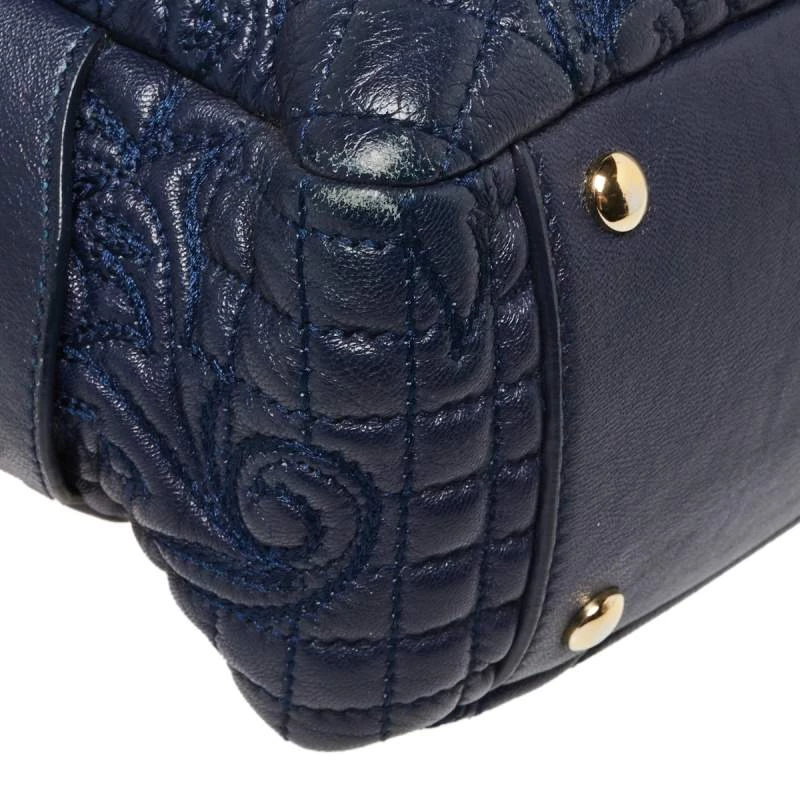 Versace Navy Blue Leather Demetra Vanitas Satchel For Women - Image 13